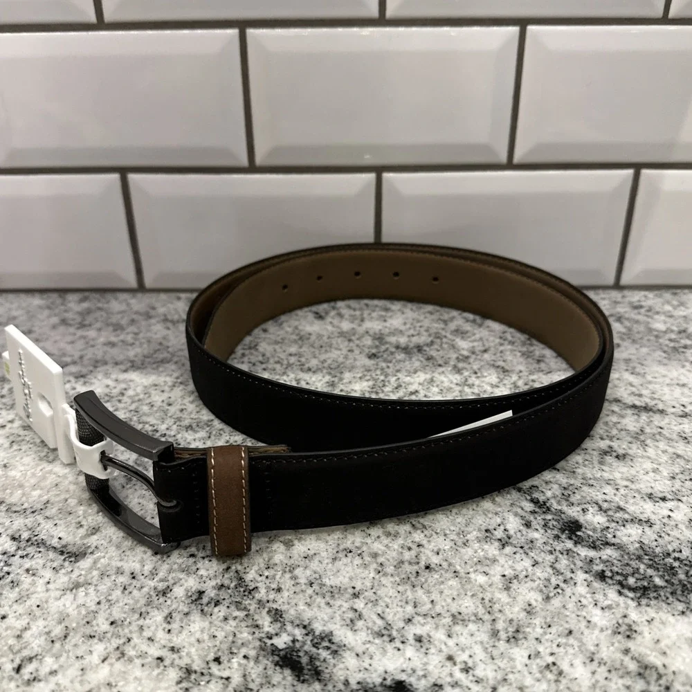 ROBERT GRAHAM Signature Ripaso‎ Rich Black Leather Belt Size 40 Men's Gun Metal